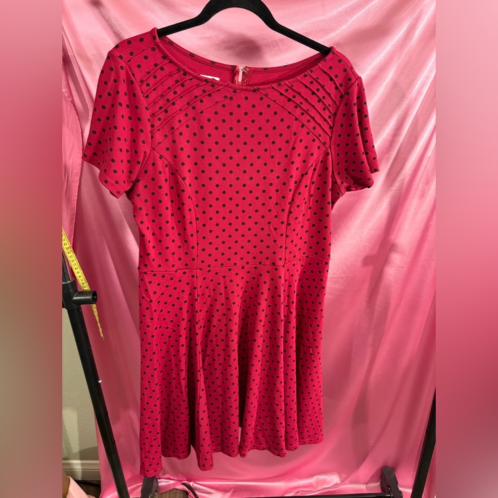 Unique Vintage Stephanie XL Fuchsia Pink Polka Dot Dress